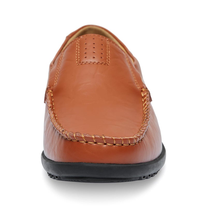 Go Tour Men's Premium Genuine Leather Casual Slip on Loafers Breathable Driving Shoes Fashion Slipper A Brown 12/49 - Image 5